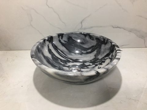 LAVABO ĐÁ CẨM THẠCH TRÒN MỎNG BENGAL BLACK BST70