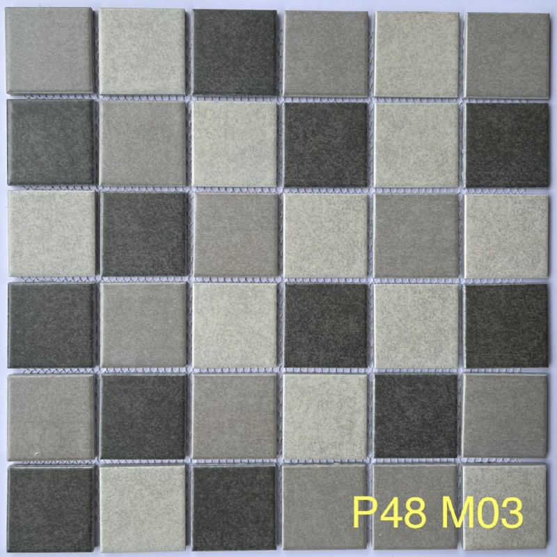 Gạch Mosaic Gốm Sứ Mix Màu Xám