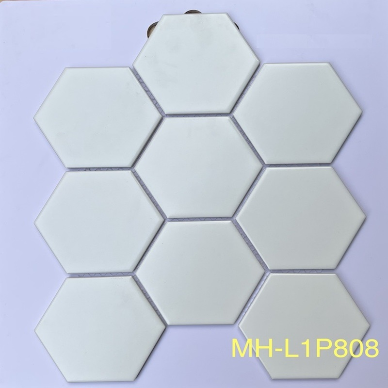 Gạch Mosaic Lục Giác To Màu Trắng-  Gạch Mosaic Ốp Tường