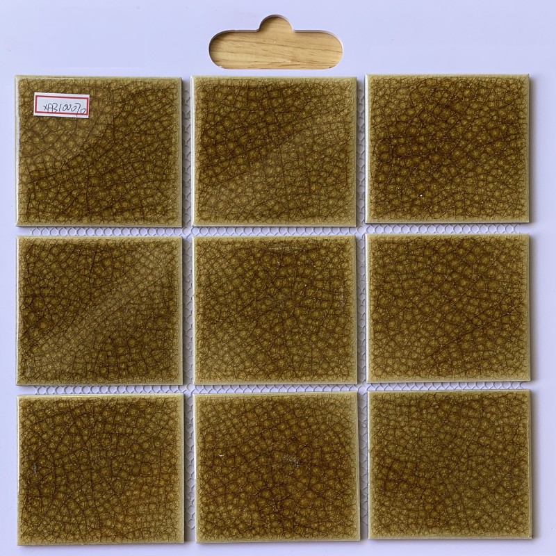 Gạch Mosaic Gốm Men Rạn 2 Lớp Màu Vàng