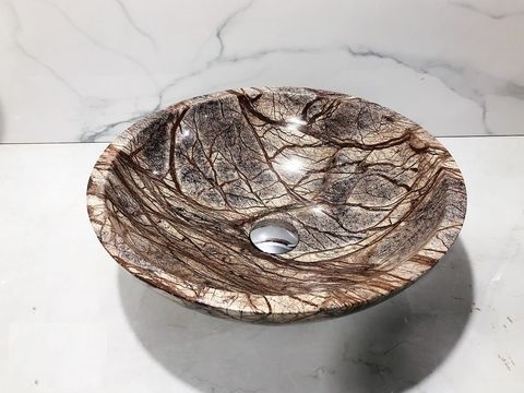 LAVABO ĐÁ CẨM THẠCH TRÒN MỎNG RAIN FOREST BST72