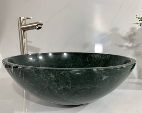 LAVABO ĐÁ CẨM THẠCH TRÒN MỎNG XANH ẤN ĐỘ BST40