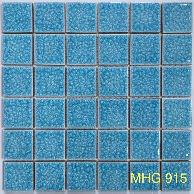 Gạch Mosaic Gốm Rạn 2 Lớp Màu Xanh Nhạt