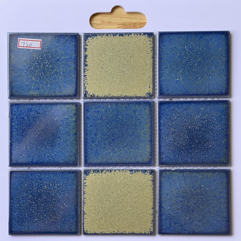 Gạch Mosaic Gốm Men Rạn 10x10 Xanh Vàng